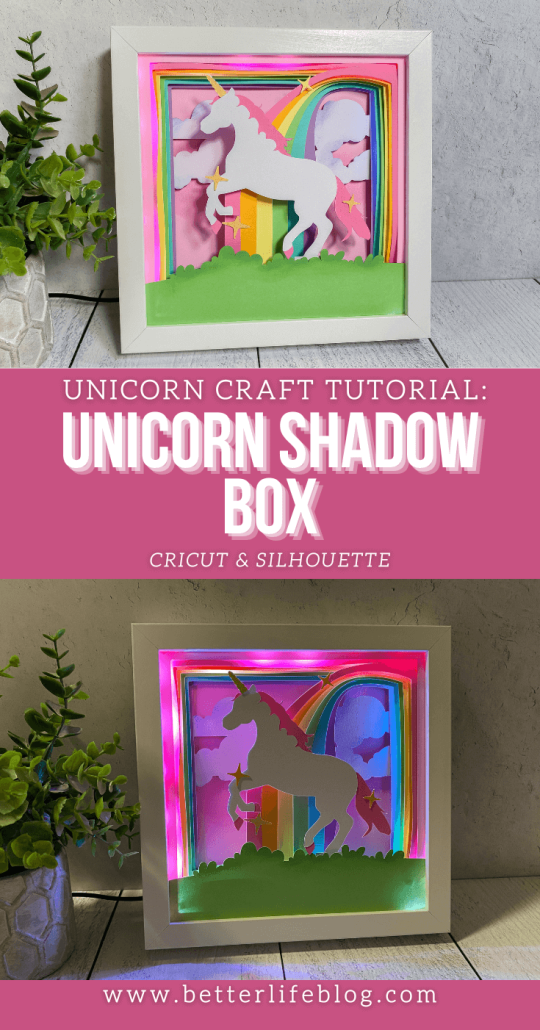 This Unicorn Shadow Box will make all of your magical wishes come true! The best part? You can make it yourself with our Unicorn SVG that’s works for both Cricut and Silhouette users.
