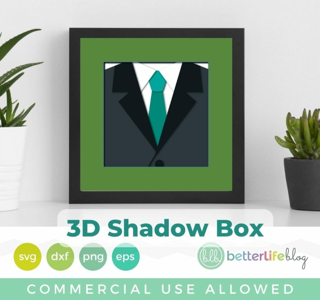 Dad Fathers Day Suit Tie Shadow Box SVG Cut File