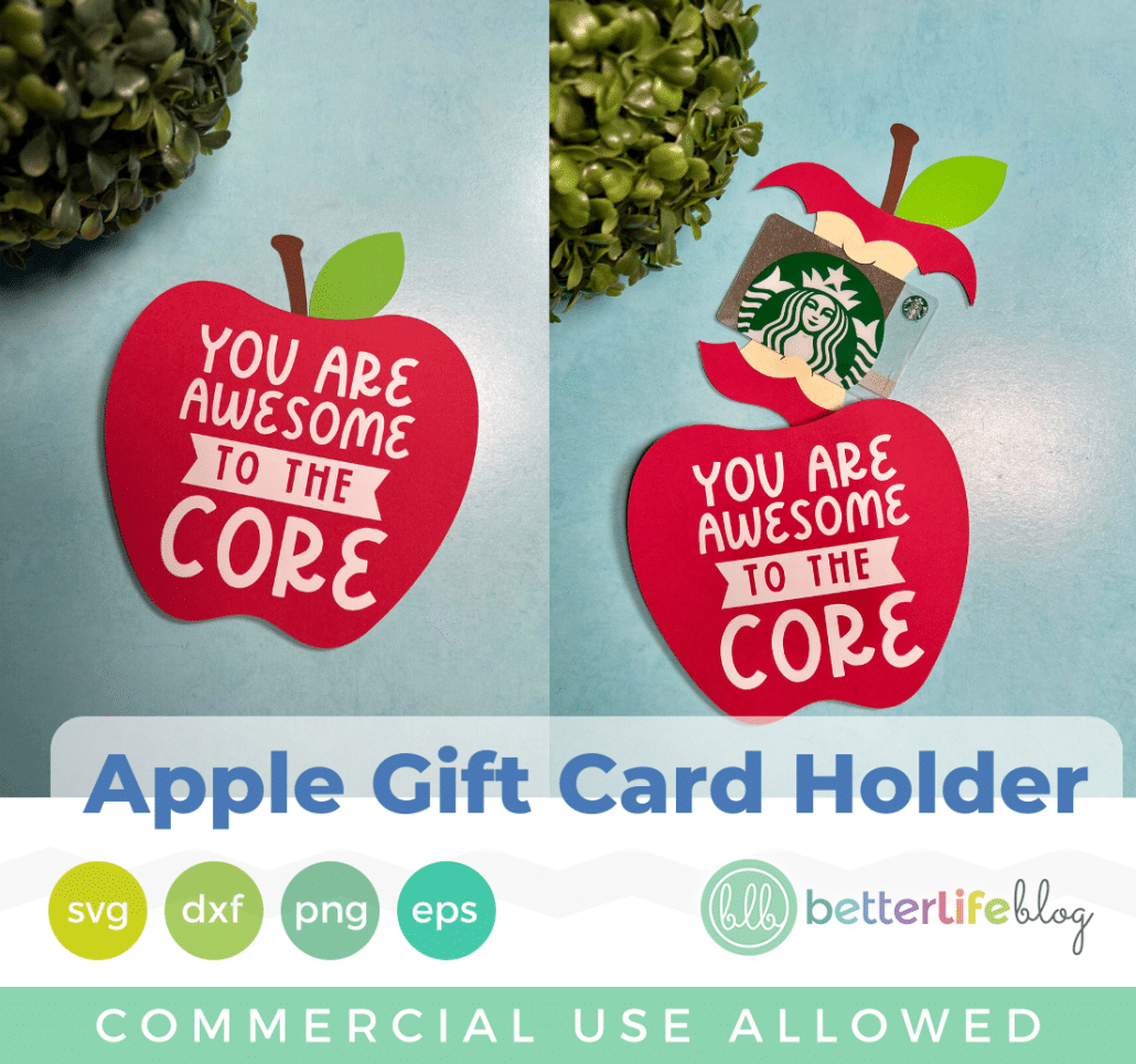 Awesome to the Core Apple Teacher Gift Card Holder SVG Cut File