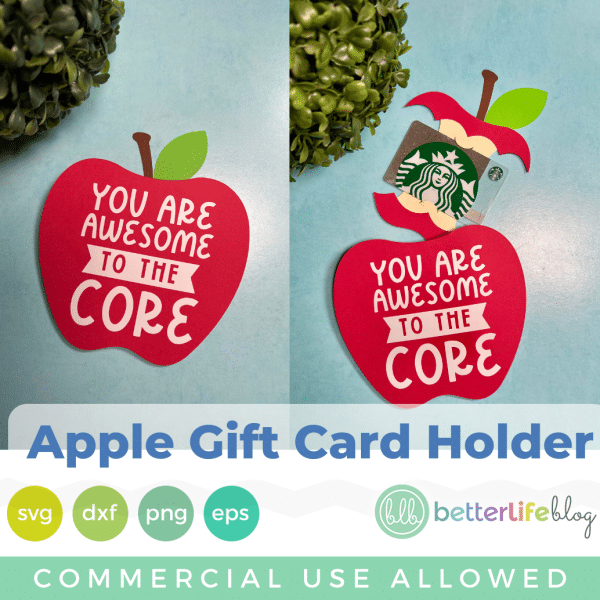 Awesome to the Core Apple Teacher Gift Card Holder SVG Cut File