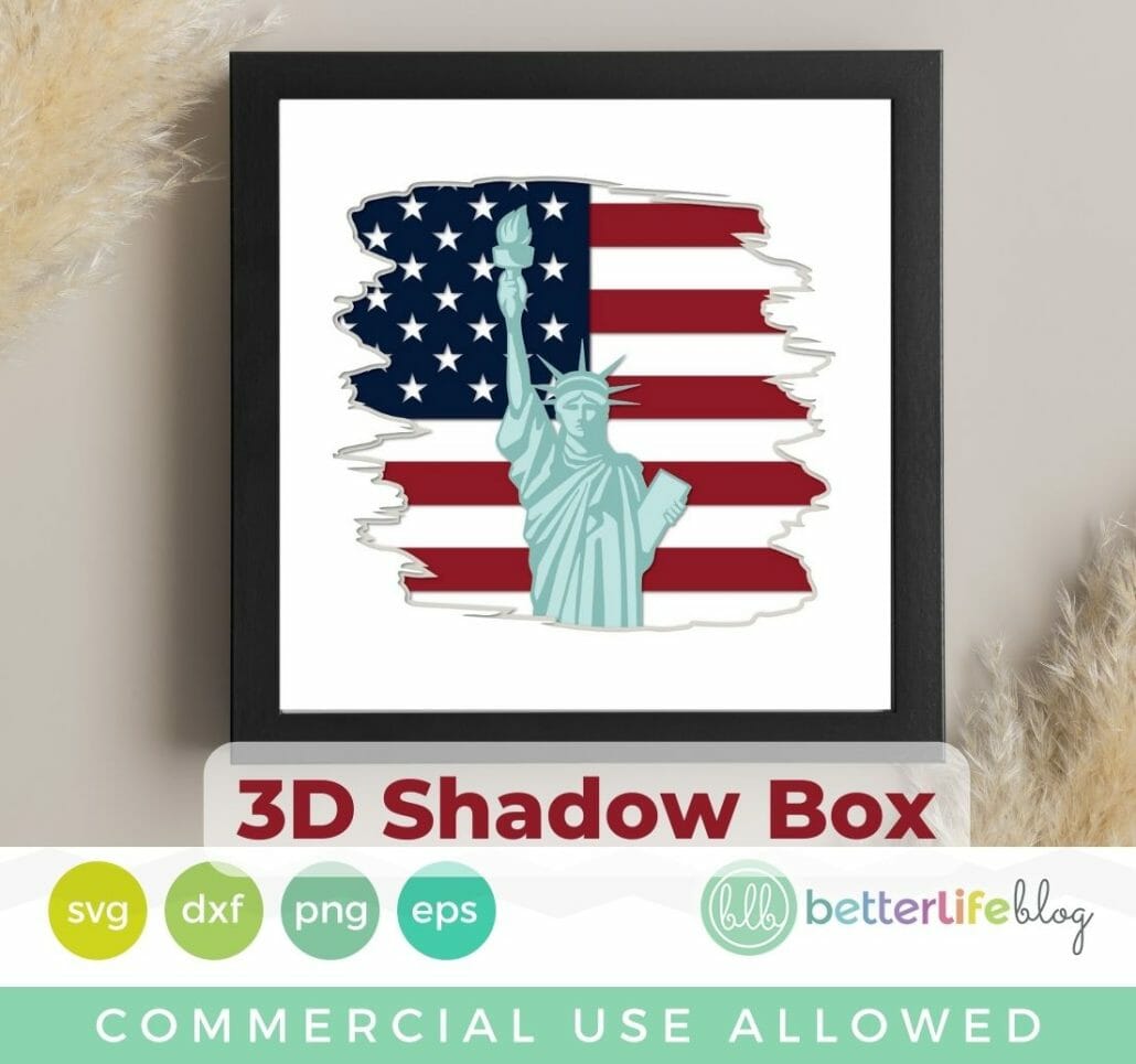 Statue of Liberty USA Shadow Box SVG Cut File