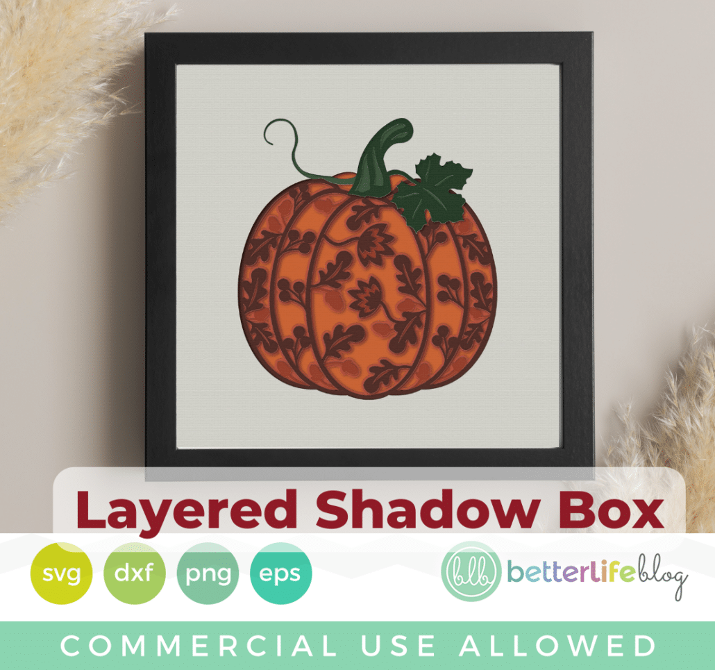 Pumpkin Floral Decorative 3D Layered Shadow Box SVG Cut File