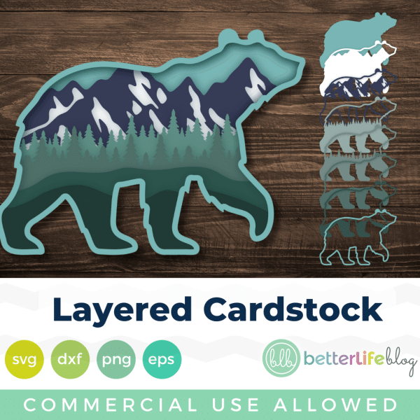 3D Layered Nature Bear SVG Cut File