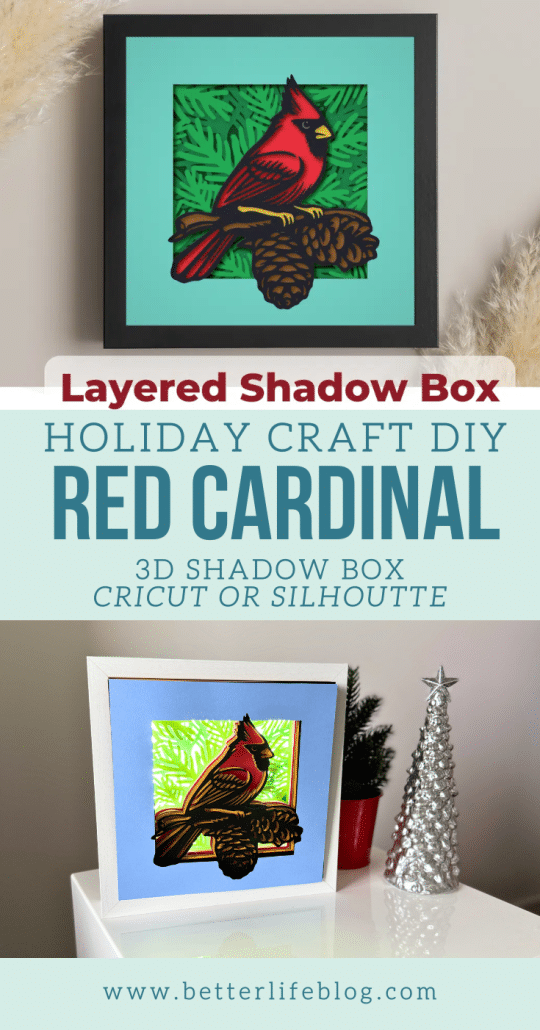 Bring the beauty of a red cardinal to life with this festive Holiday Shadow Box! This easy-to-follow Cricut tutorial uses layered cardstock to create a 3D design perfect for your holiday home décor. Download the SVG file and start crafting today!