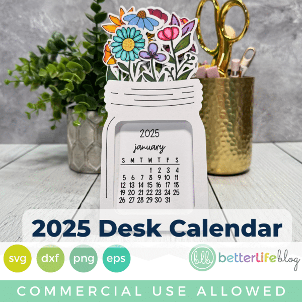 2025 Desk Calendar SVG Cut File