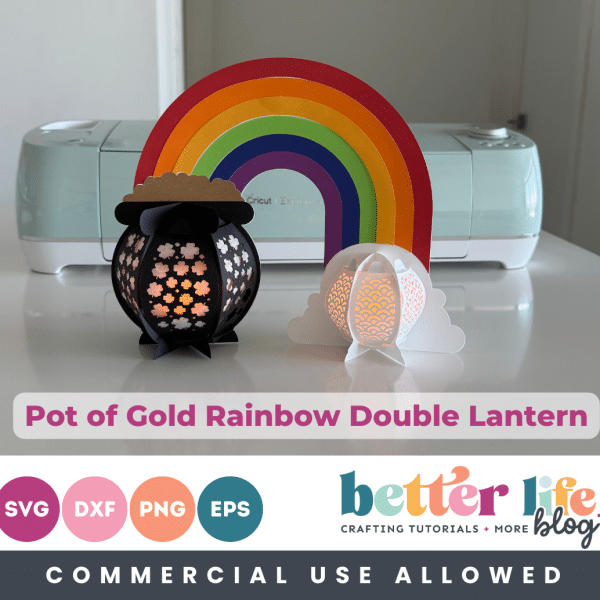 Pot of Gold Rainbow Double Lantern St. Patrick's Paddy's Day SVG Cut File