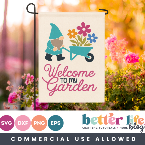 Gnome Wheelbarrow Garden Sign SVG Cut File