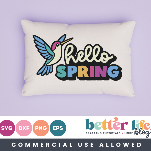 Hello Spring Hummingbird SVG Cut File