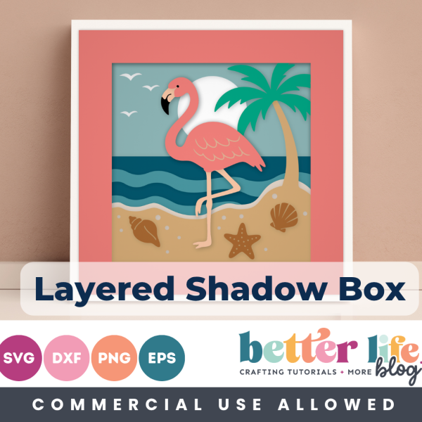 Flamingo Shadow Box SVG Cut File