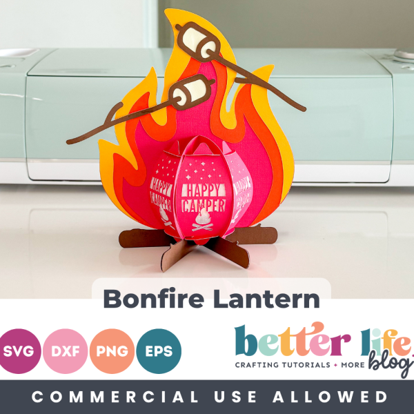 Happy Camper Bonfire Lantern SVG Cut File